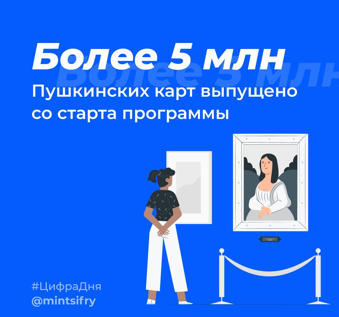 Более 5 млн Пушкинских карт выпустили со старта программы